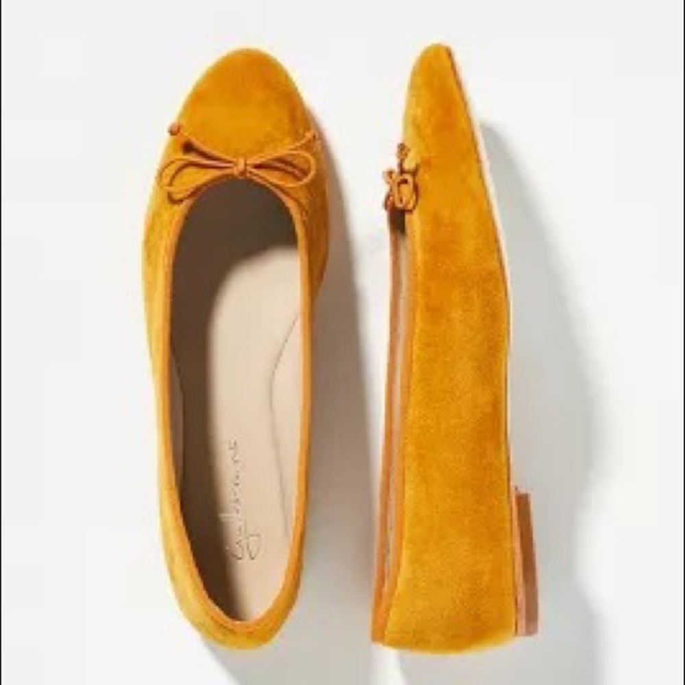 Anthropologie Guillhermina yellow flats